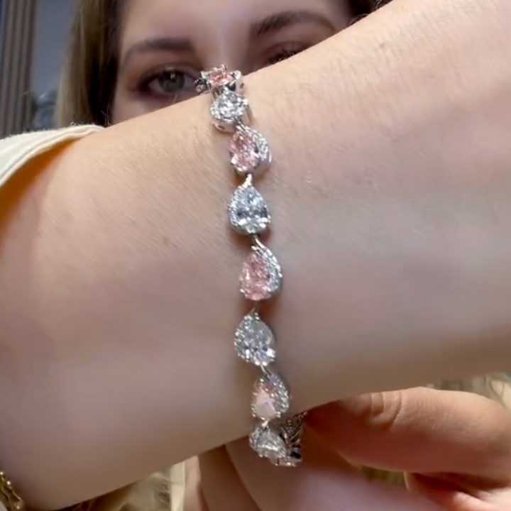 Pulsera de Diamantes con Diamantes Rosa