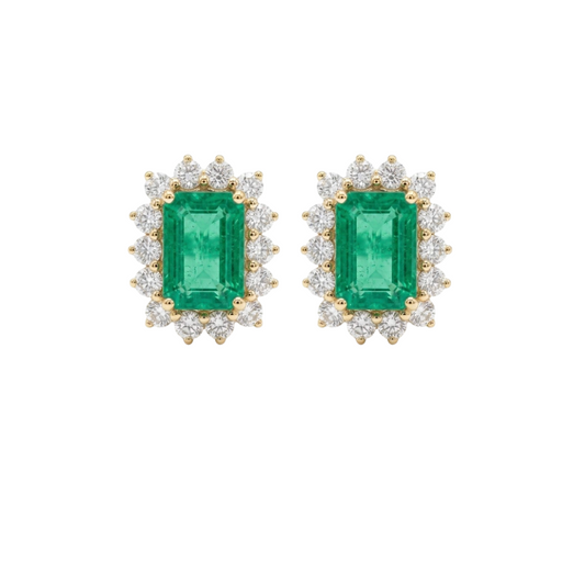Aretes de esmeralda con diamantes