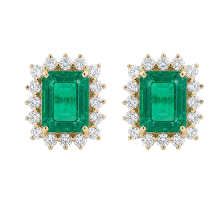 Aretes de esmeralda con diamantes