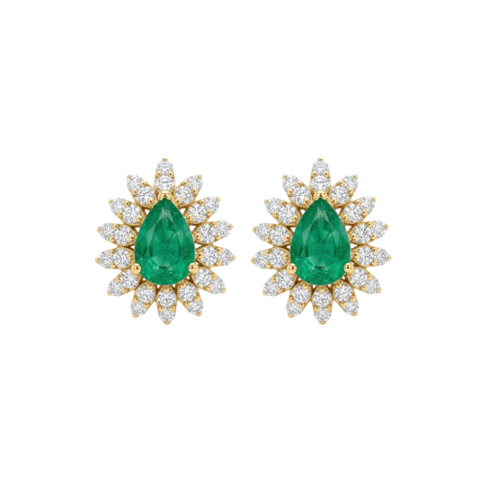 Aretes de esmeralda con diamantes