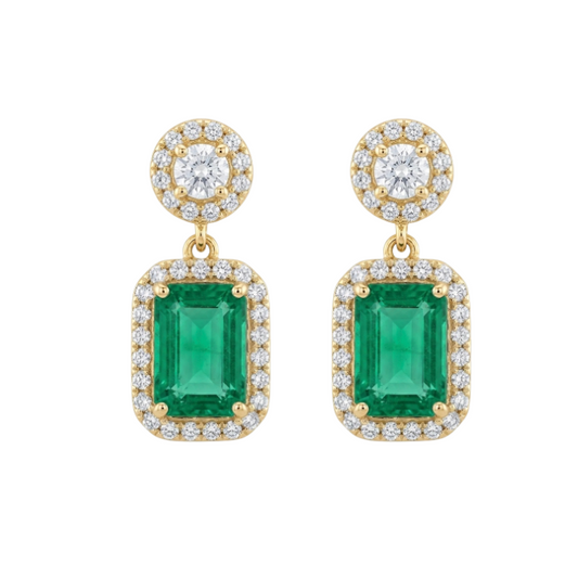 Aretes de esmeralda con diamantes