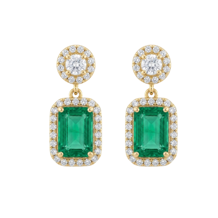 Aretes de esmeralda con diamantes