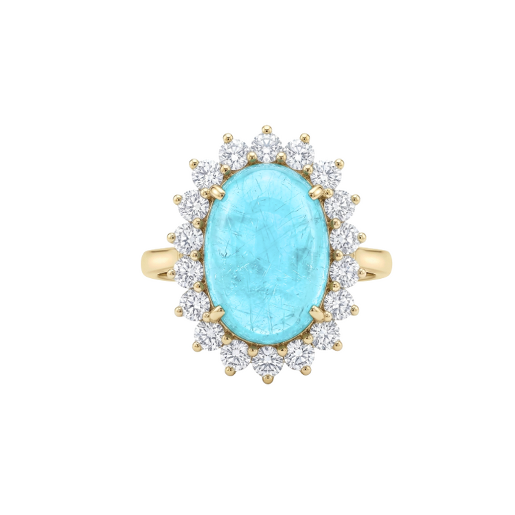 Anillo De Paraiba turmalina y diamantes