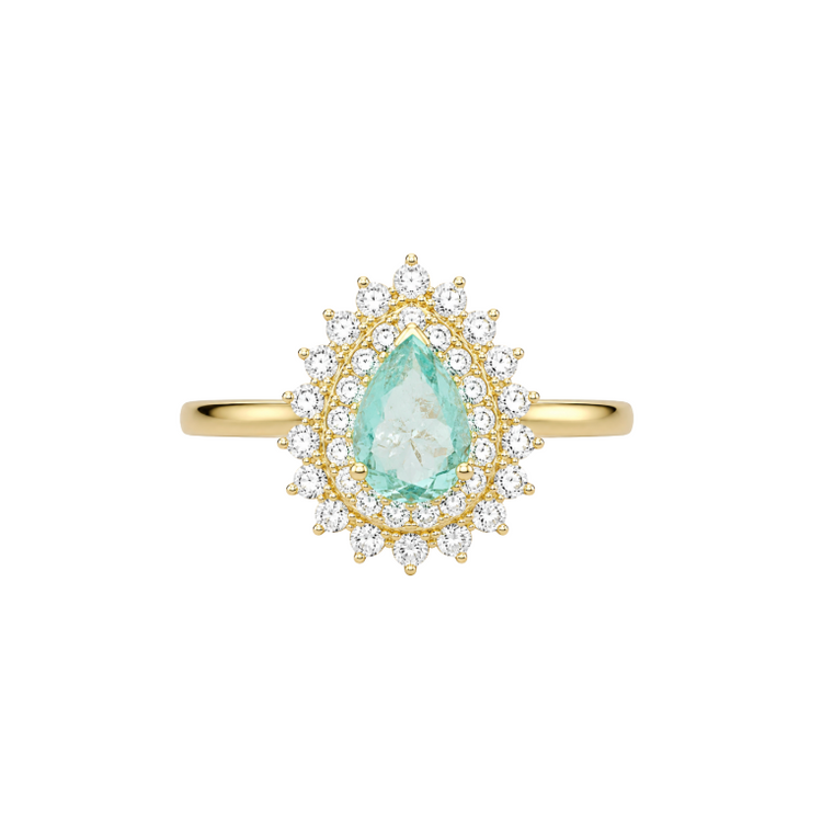 Anillo De Paraiba turmalina y diamantes
