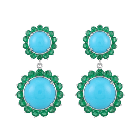 Aretes de turquesa y esmeralda