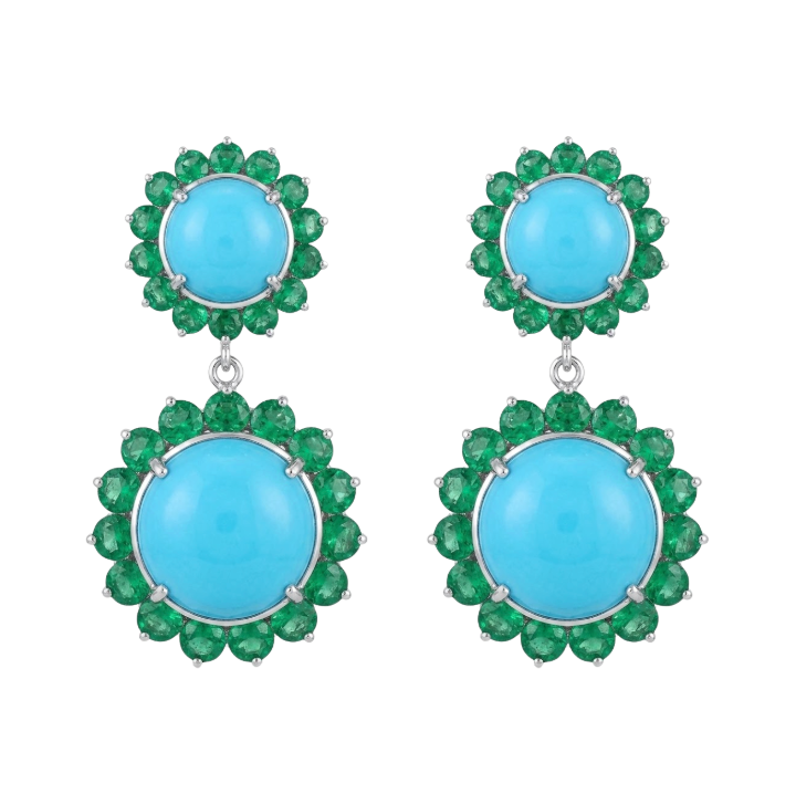 Aretes de turquesa y esmeralda
