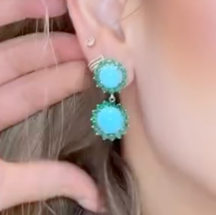 Aretes de turquesa y esmeralda