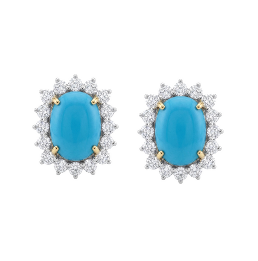 Aretes de turquesa y diamantes