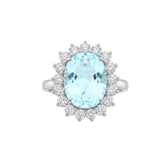 Anillo De Paraiba turmalina y diamantes