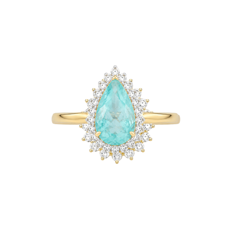 Anillo De Paraiba turmalina y diamantes