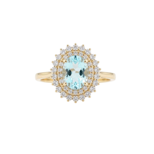 Anillo De Paraiba turmalina y diamantes