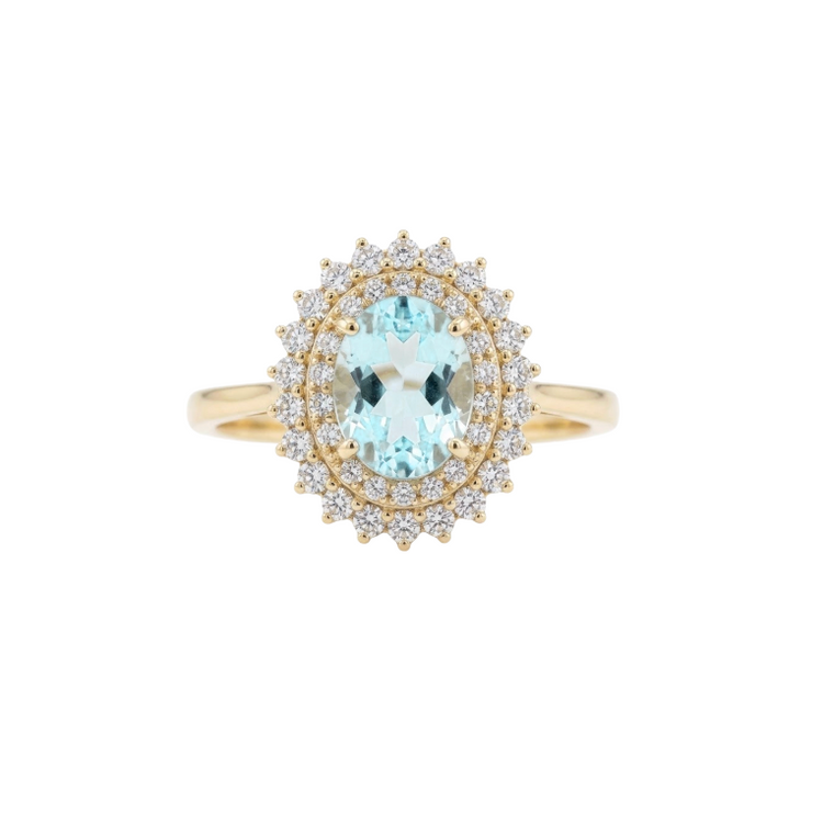 Anillo De Paraiba turmalina y diamantes
