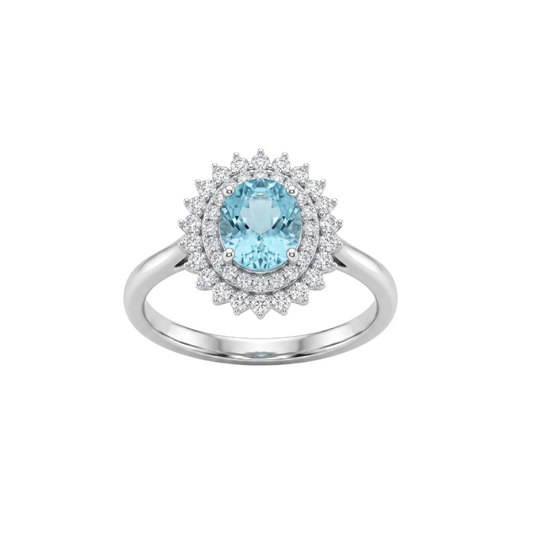 Anillo De Paraiba turmalina y diamantes