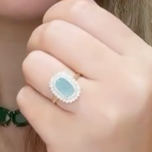 Anillo De Paraiba turmalina y diamantes