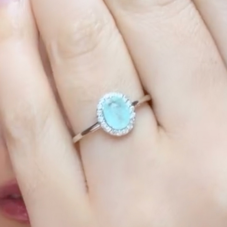 Anillo De Paraiba turmalina y diamantes