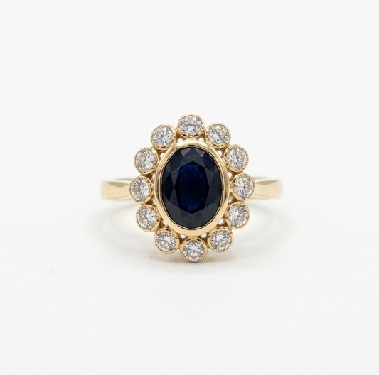 Anillo Zafiro y Diamantes