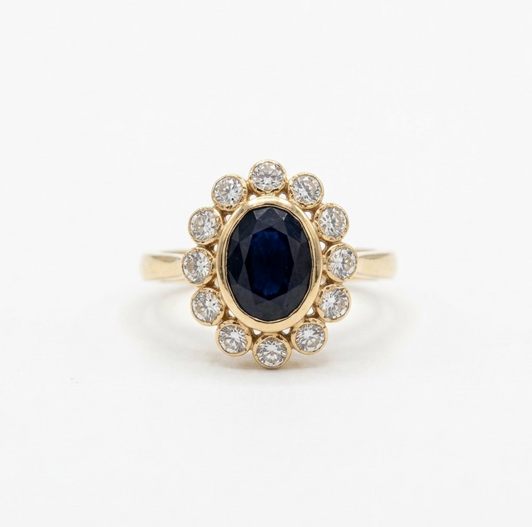 Anillo Zafiro y Diamantes