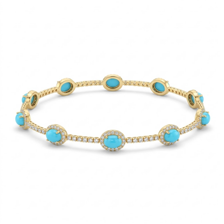 Pulsera turquesas y diamantes