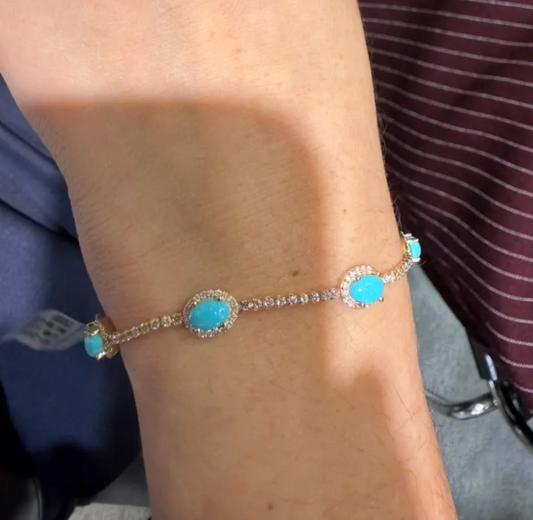 Pulsera turquesas y diamantes