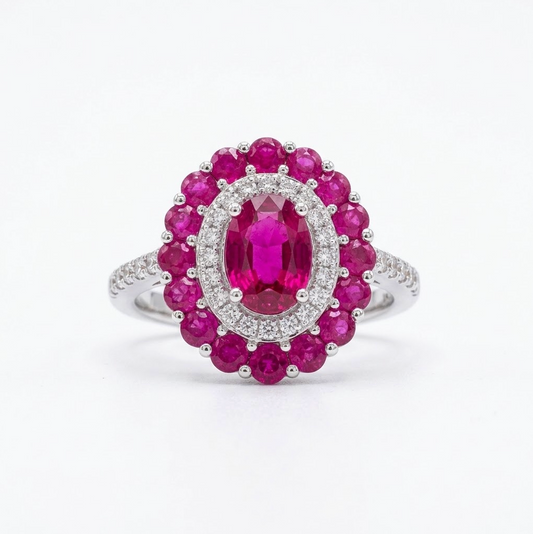 ANILLO RUBI Y DIAMANTES