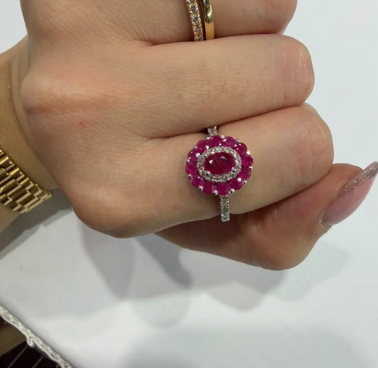 ANILLO RUBI Y DIAMANTES