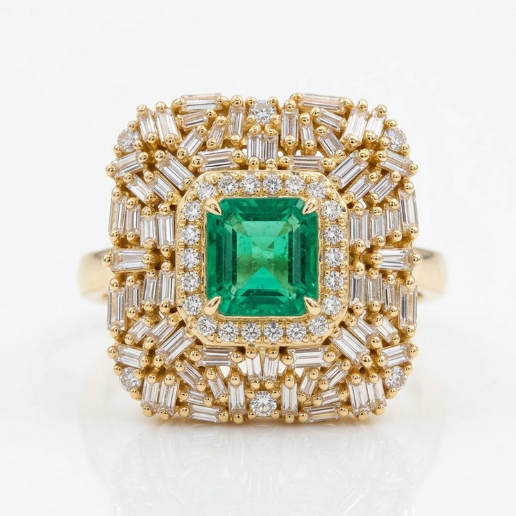 Anillo Esmeralda y Diamantes