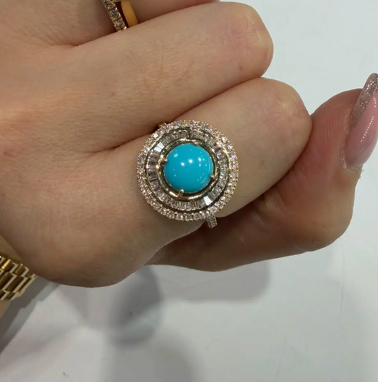 Anillo Turquesa y Diamantes