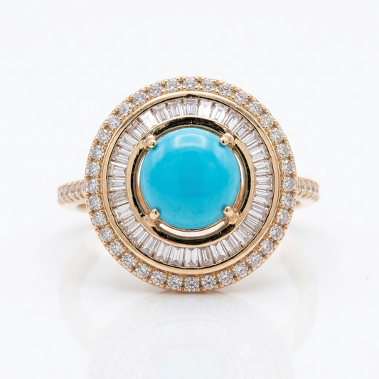 Anillo Turquesa y Diamantes