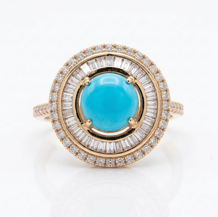 Anillo Turquesa y Diamantes