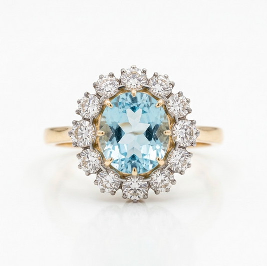 Anillo Paraíba y diamantes