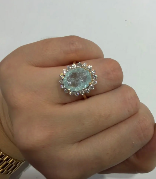 Anillo Paraíba y diamantes