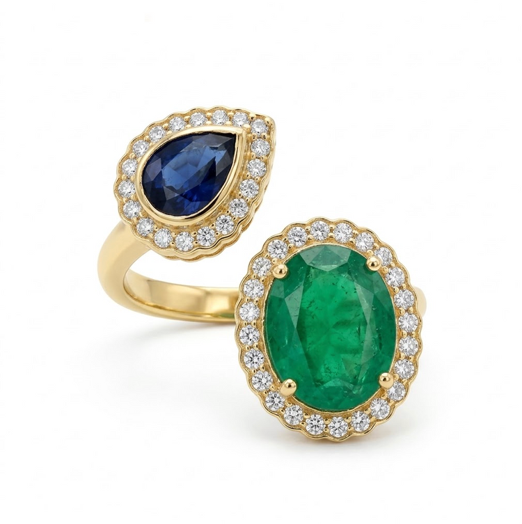 Anillo Esmeralda y Zafiro