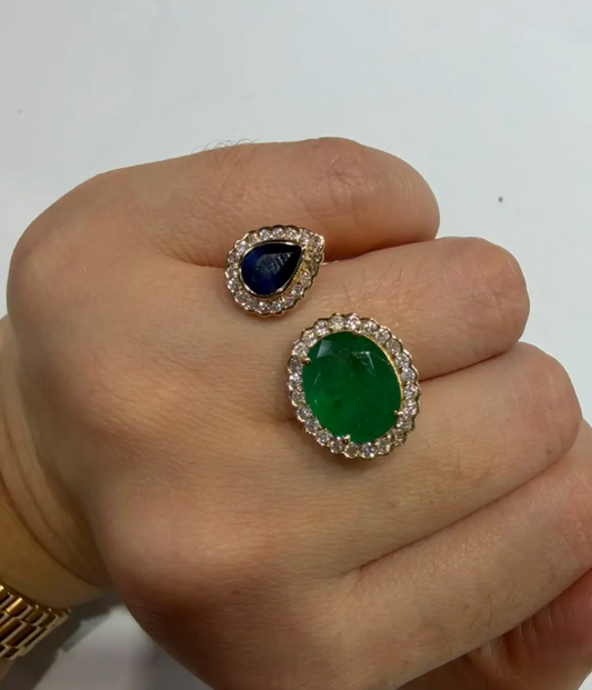 Anillo Esmeralda y Zafiro