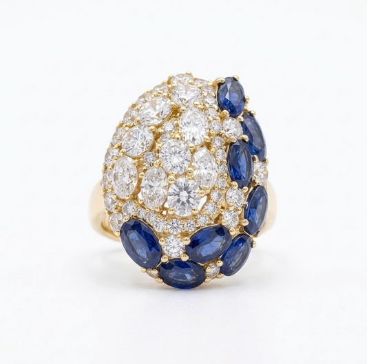 Anillo Diamantes y zafiros