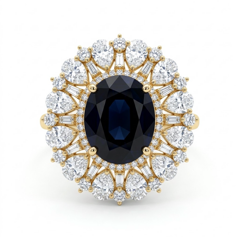 Anillo zafiro y Diamantes
