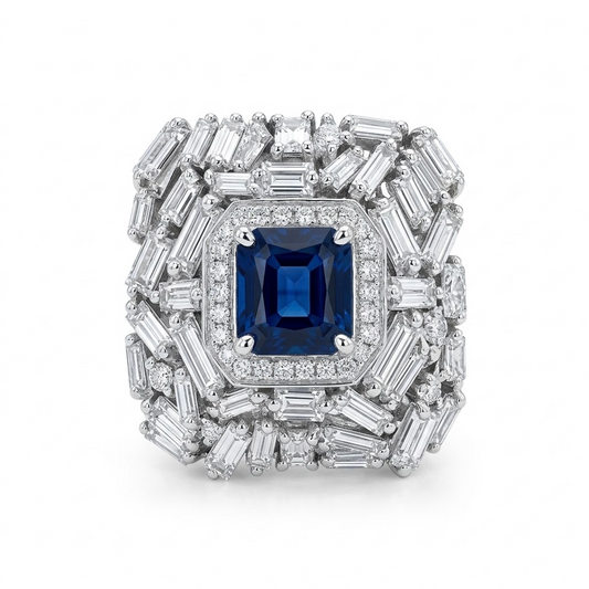 Anillo Zafiro y Diamantes
