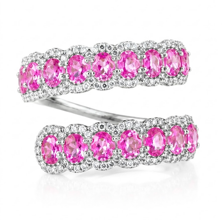 Anillo Zafiro Rosa y Diamantes