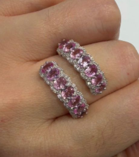Anillo Zafiro Rosa y Diamantes