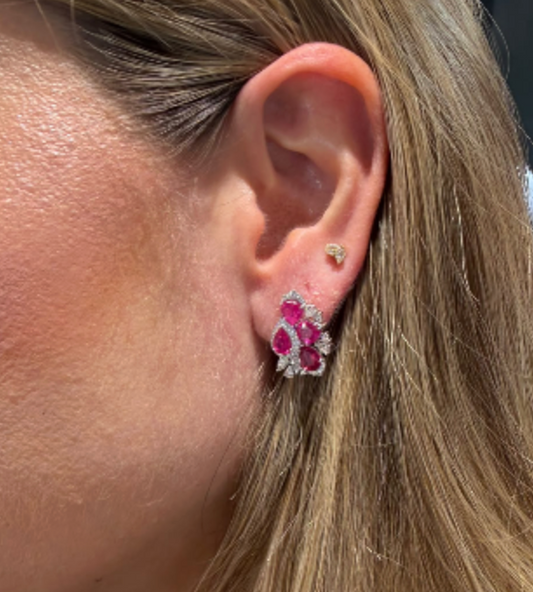Aretes Rubi y diamantes