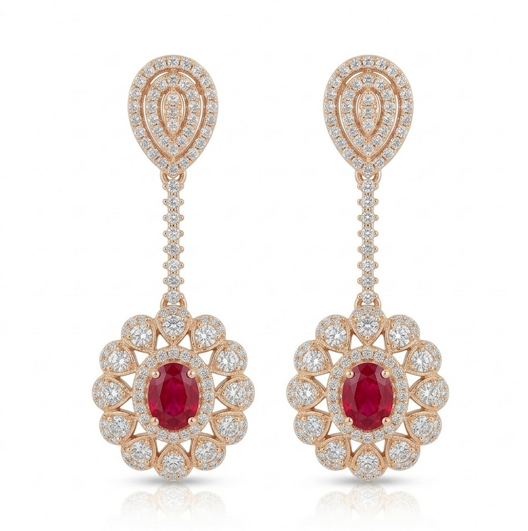Aretes rubíes