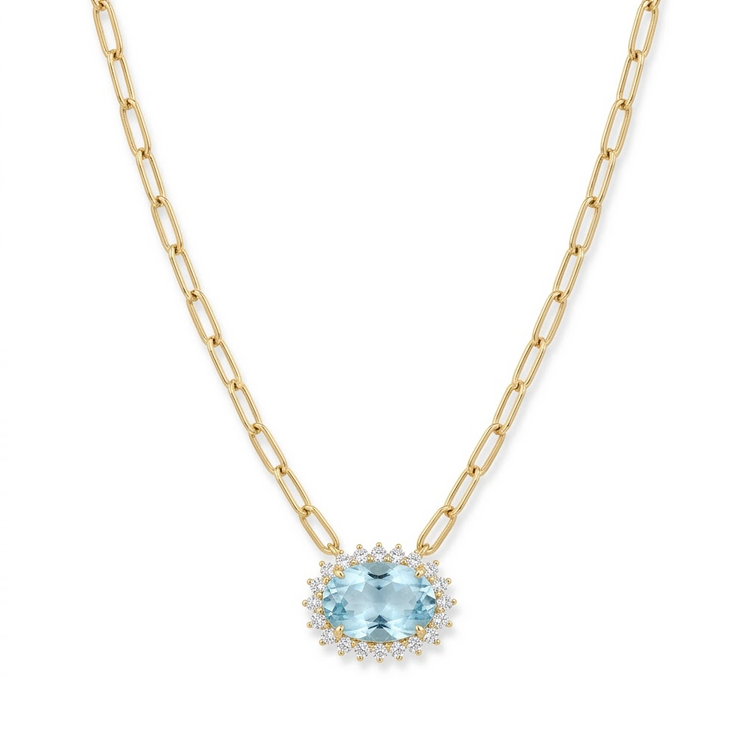 collar dije Paraiba con diamantes