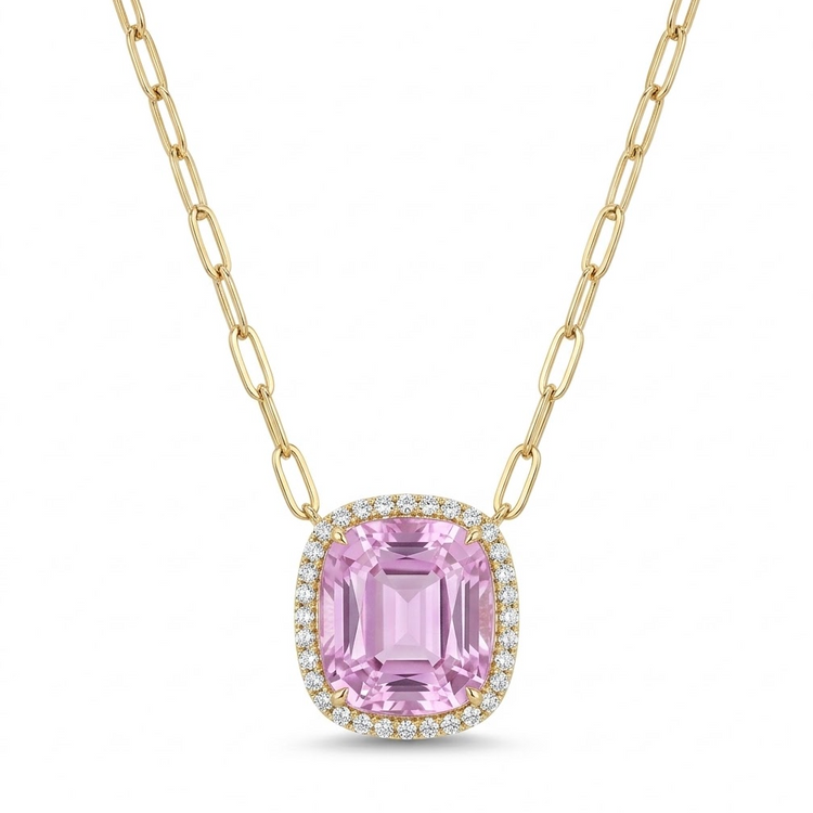collar Kunzitas y Diamantes