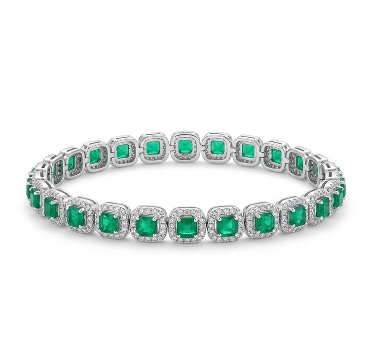 pulsera esmeraldas con halo de diamantes