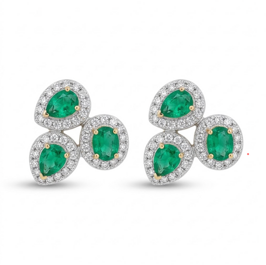 aretes esmeralda y diamantes