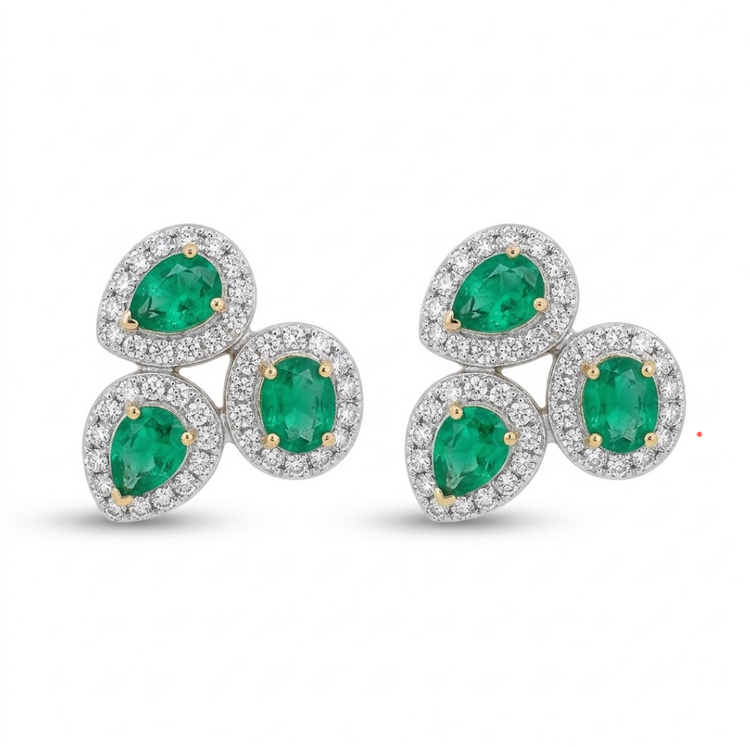 aretes esmeralda y diamantes
