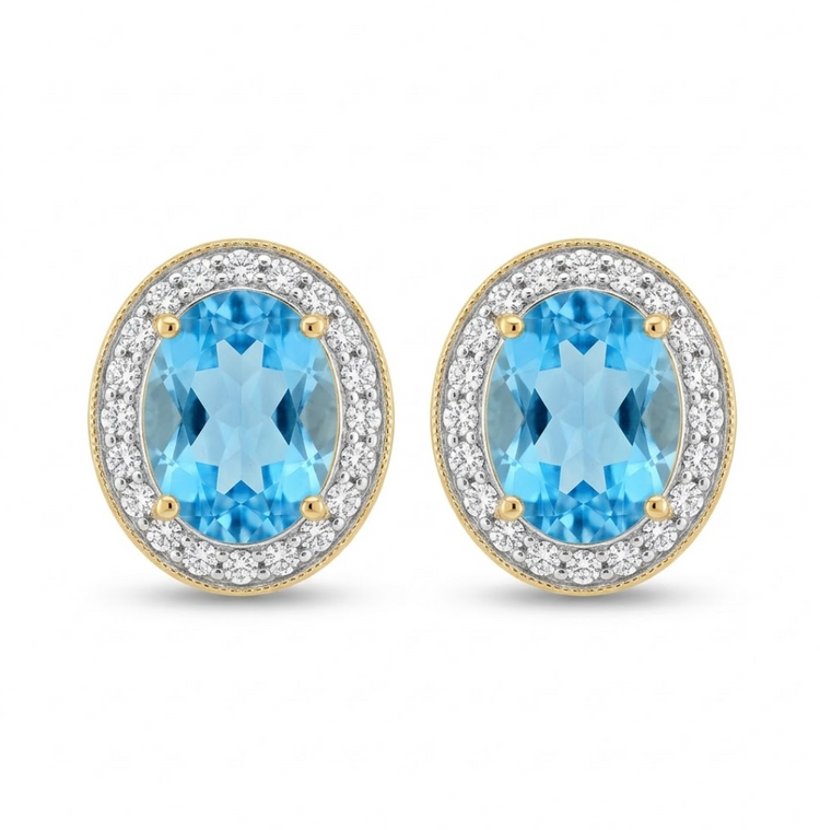 aretes diamantes y topacios