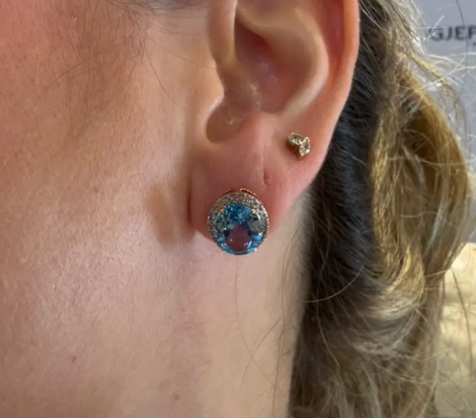 aretes diamantes y topacios
