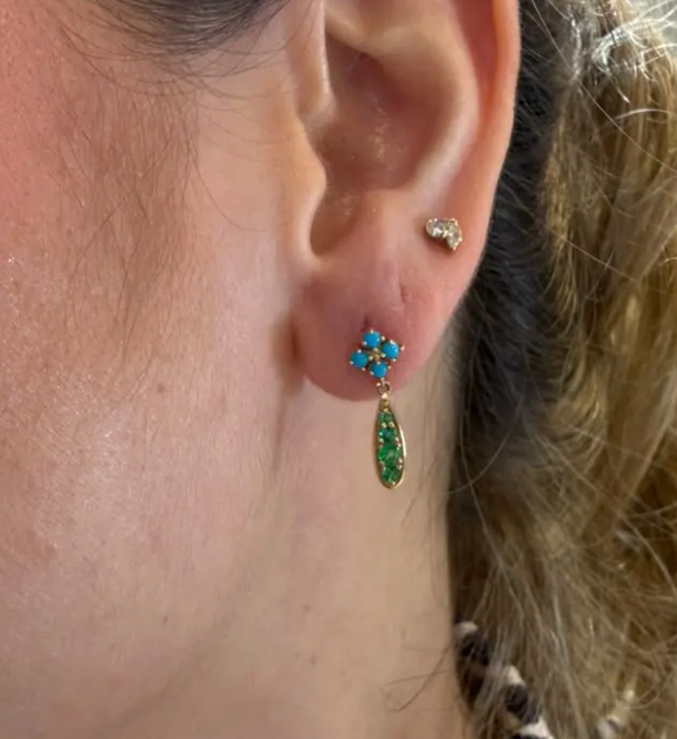 aretes esmeralda y turquesas