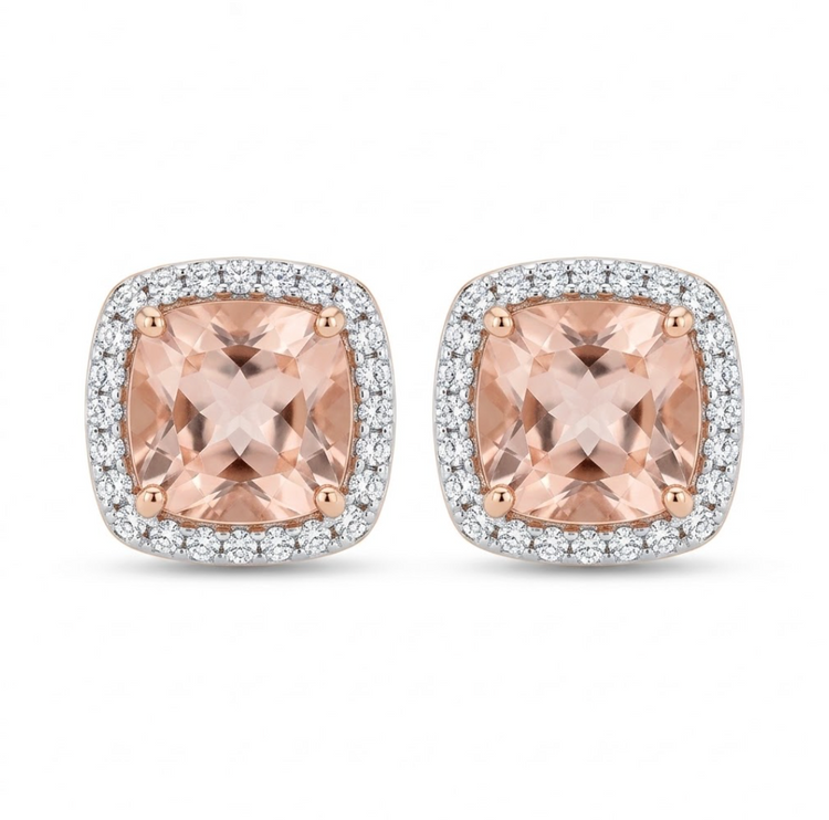 aretes morganita y diamantes