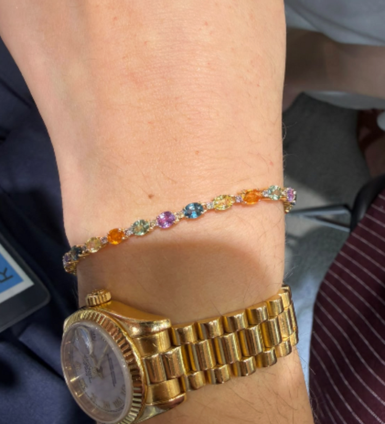 Pulsera zafiros rainbow y diamantes